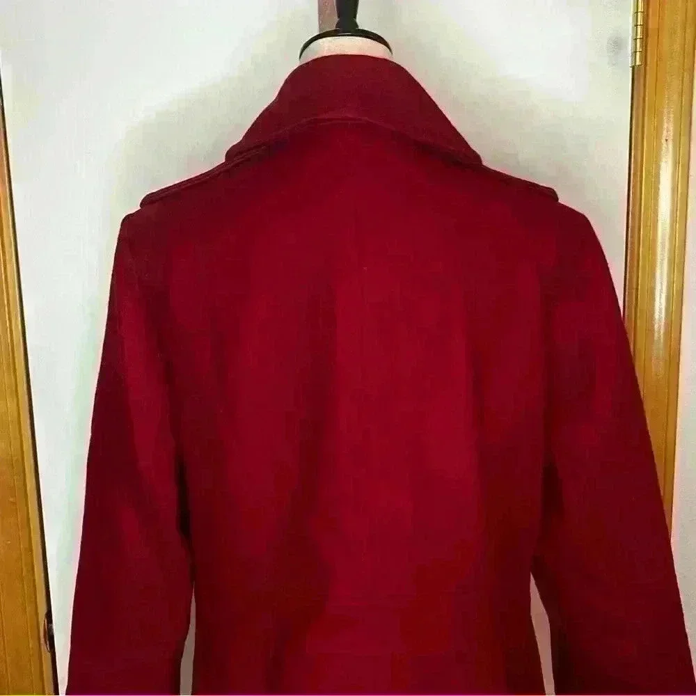 Michael Kors Wool Blend Peacoat‎ Jacket Button Down Women Large Red Lined Warm